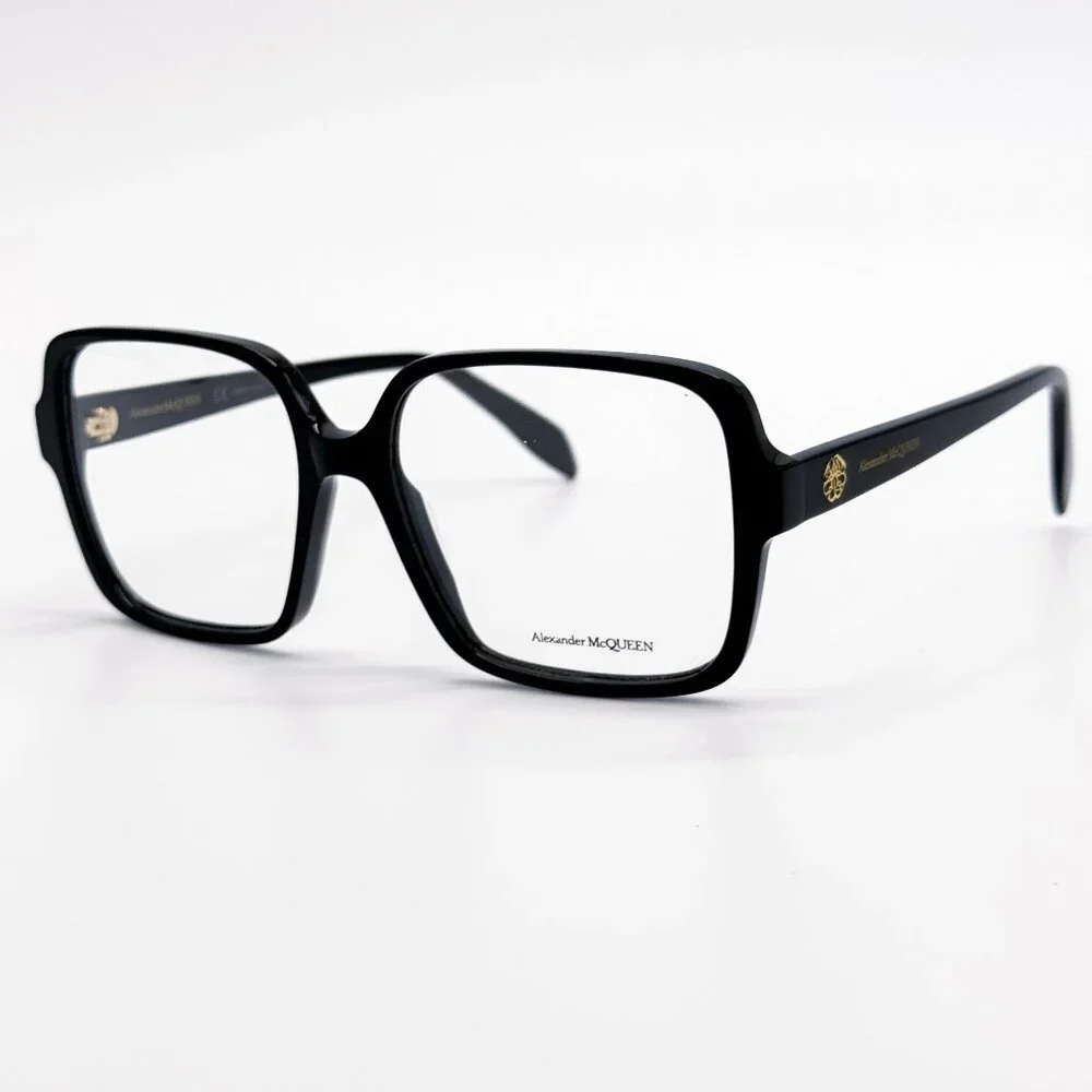 NEW ALEXANDER MCQUEEN EYEGLASSES AM0286O 001 SQUARE BLACK WOMEN EYEWEAR